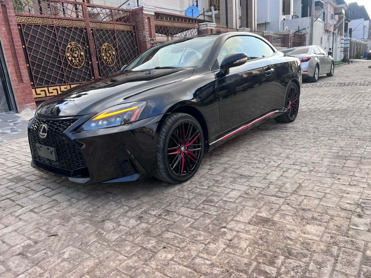 Lexus IS250C Convertible — Black on Black, hard top, LED headlights.